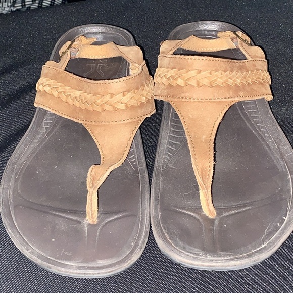 KURU LETTI Women's SIZE 10 BROWN THONG Sandals ANKLE STRAP BRAID DESIGN CLEAN - Picture 8 of 12